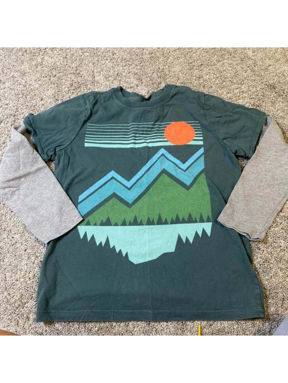 Hanna Andersson Boys Mountain Graphic Long Sleeve T-Shirt size 8